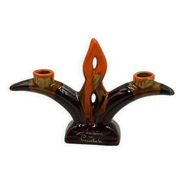 Double candlestick Vallauris Fontaine de Vaucluse vintage ceramic