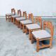 Brutalist Square Model Pine Dining Chairs, 1970s, Set of 6