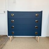 Commode bleu nuit pieds compas