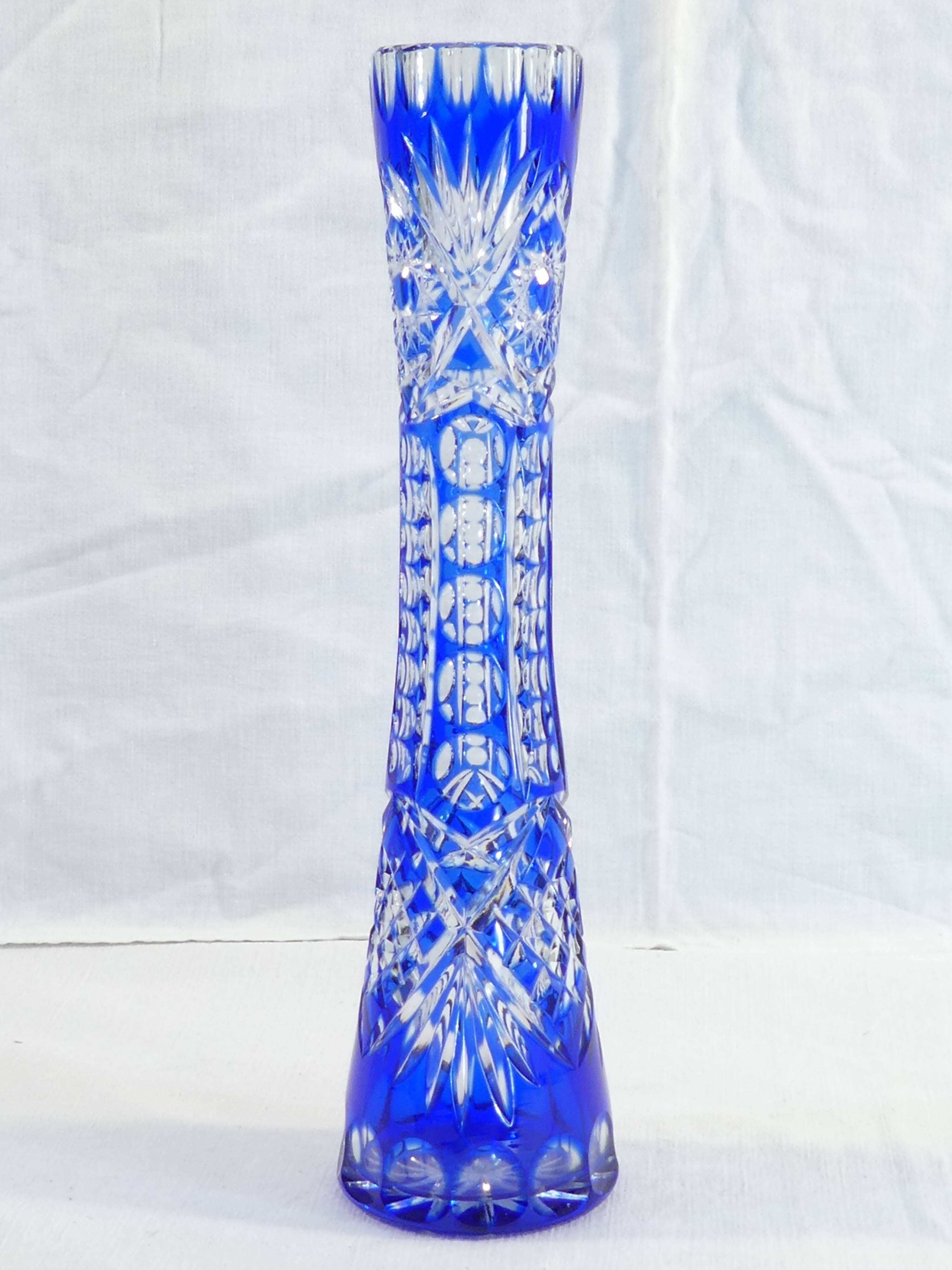 Crystal blue crystal vase from