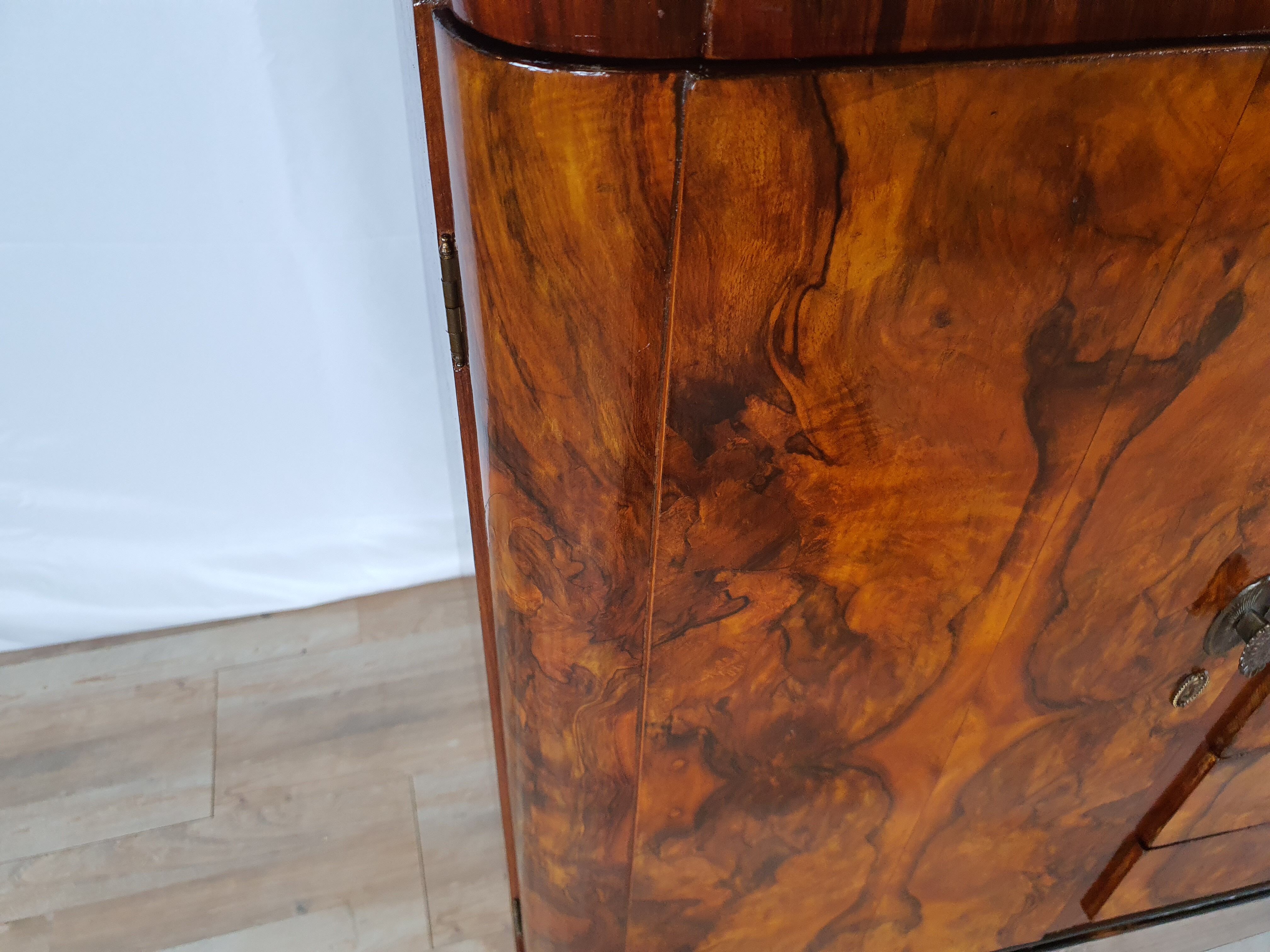 Art deco dining room sideboard in briar with upstand, 1940s