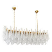 Chandelier rectangulaire en verre de Murano "Conchiglie" clair contemporain en or par