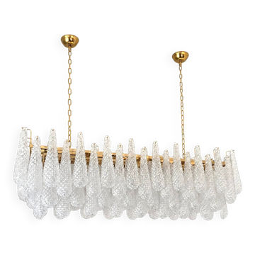 Contemporary Clear “Conchiglie” Murano Glass Rectangular Gold Chandelier by