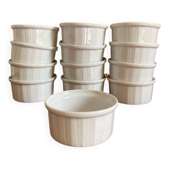 Set of 13 white porcelain ramekins cnp france