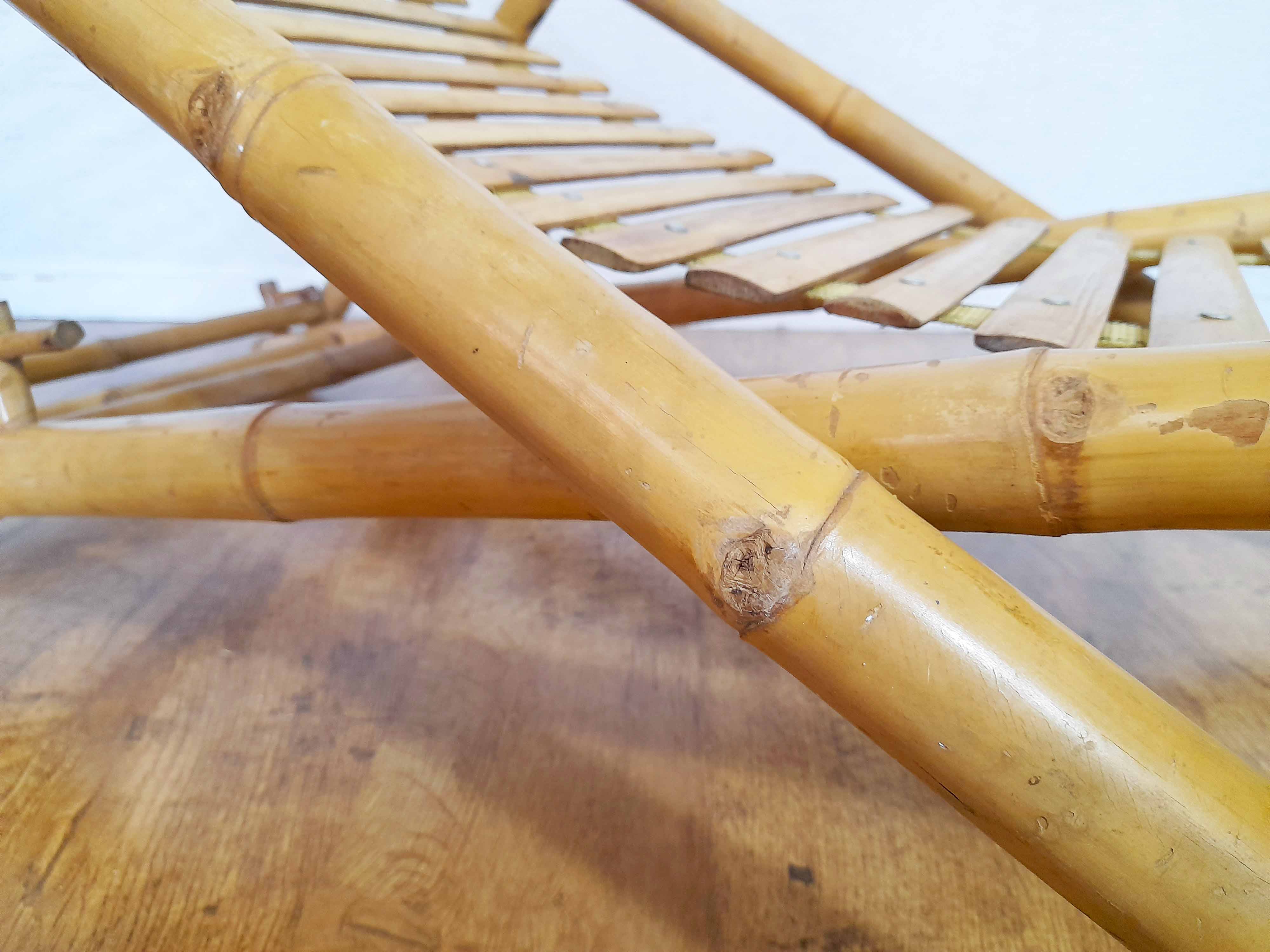 Vintage bamboo deckchair