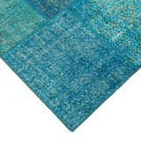 Hand-knotted oriental overdyed 170 cm x 244 cm turquoise patchwork rug