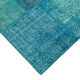 Hand-knotted oriental overdyed 170 cm x 244 cm turquoise patchwork rug