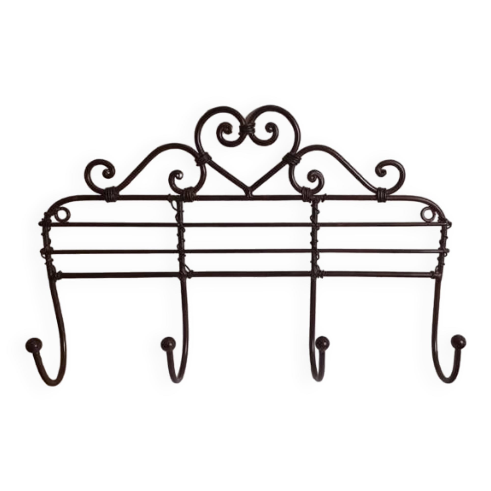 Brown metal wall coat rack