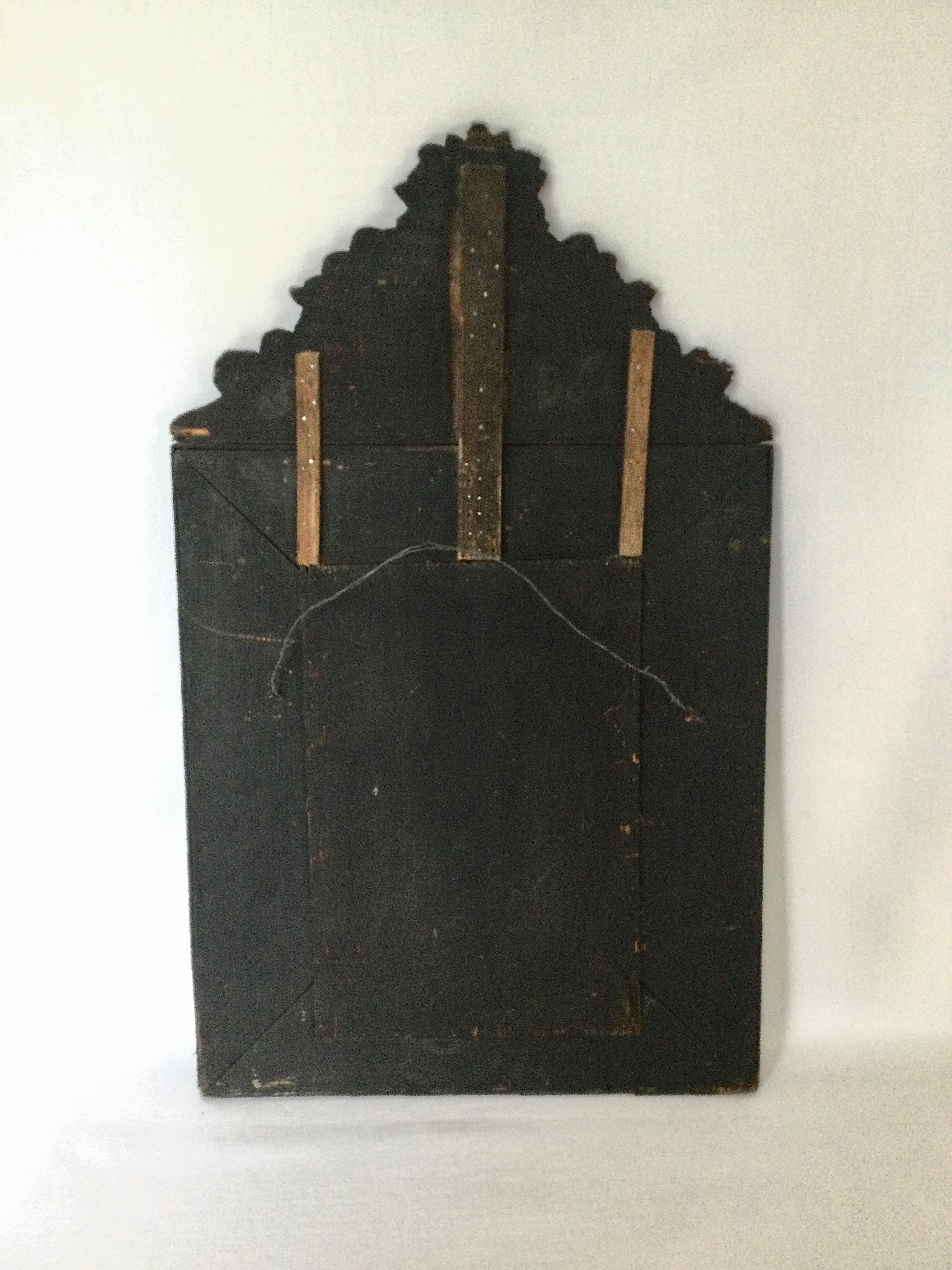 19th century embossed brass mirror with bead - 65x39cm