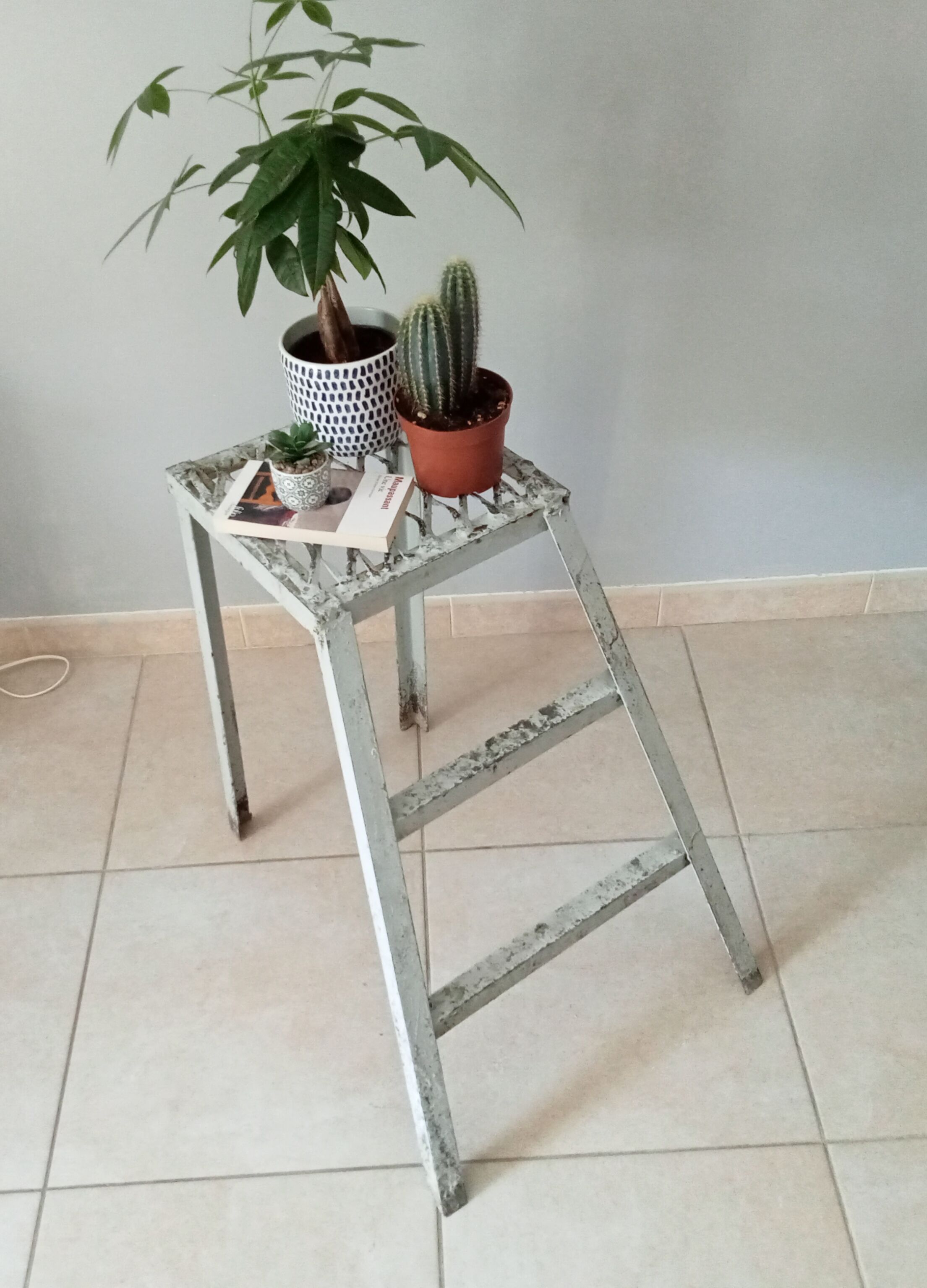 Vintage workshop metal stepladder