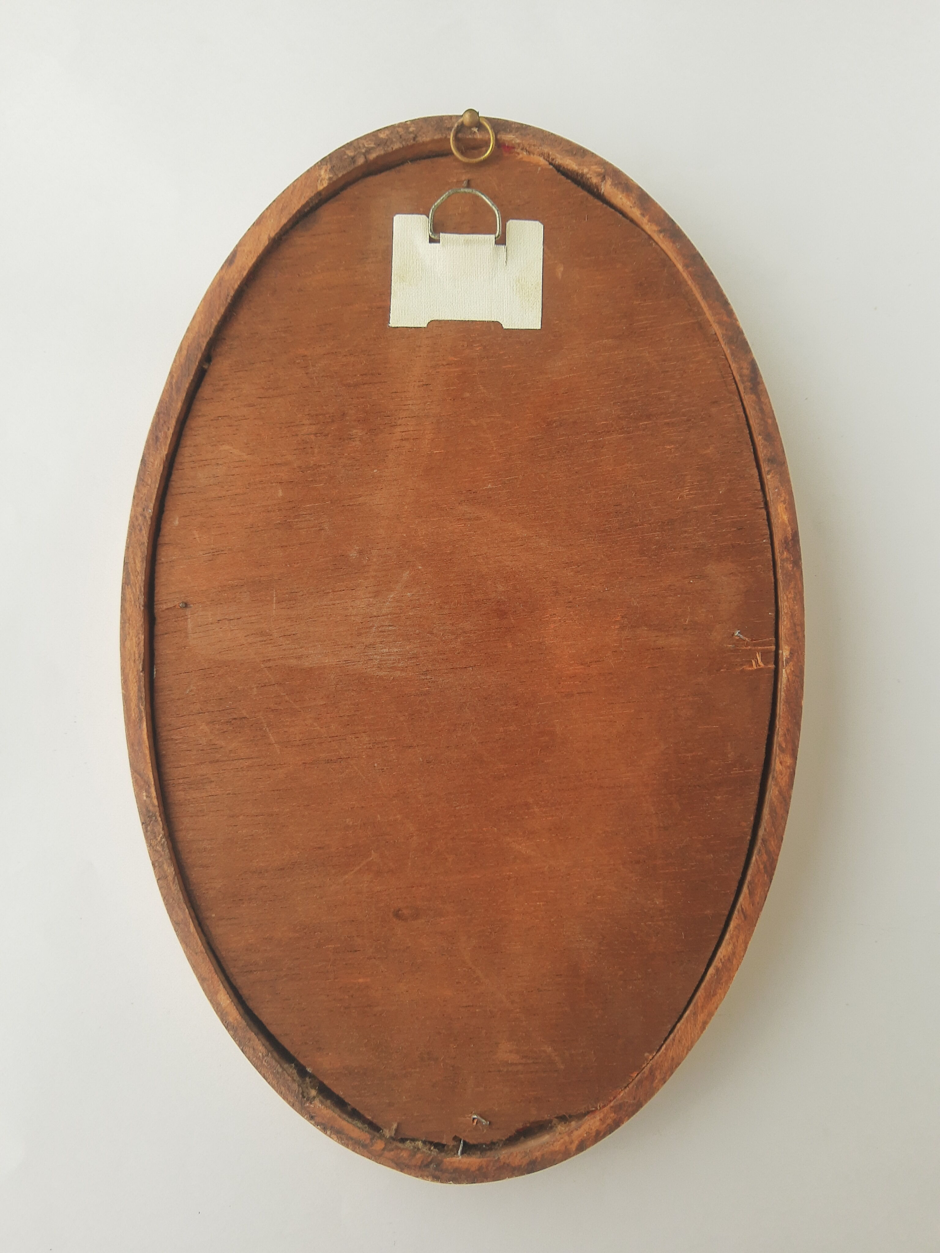 Vintage burgundy vet oval religious frame