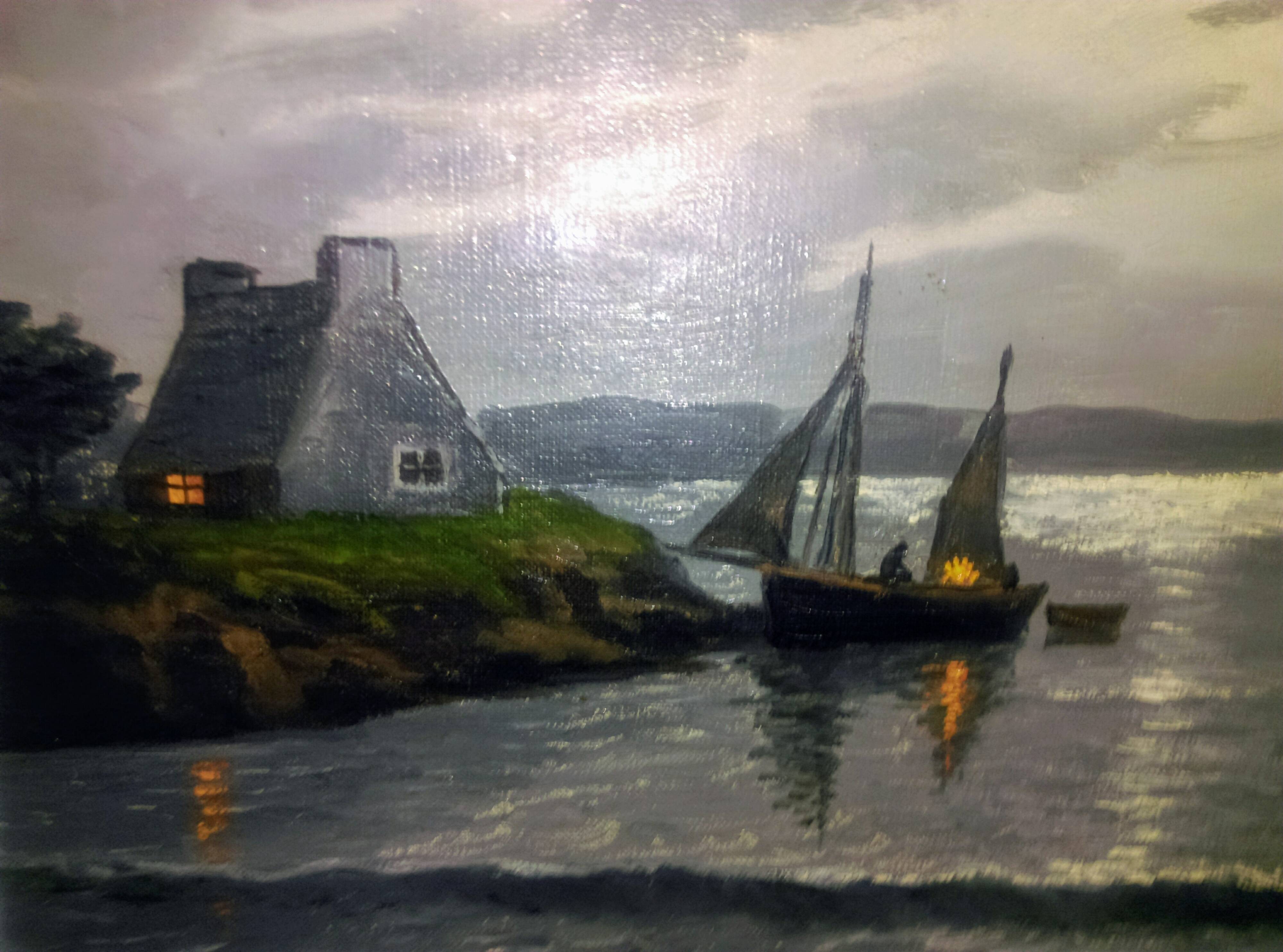 Oil painting.st Breton marine signed (reney 1890/1959)
