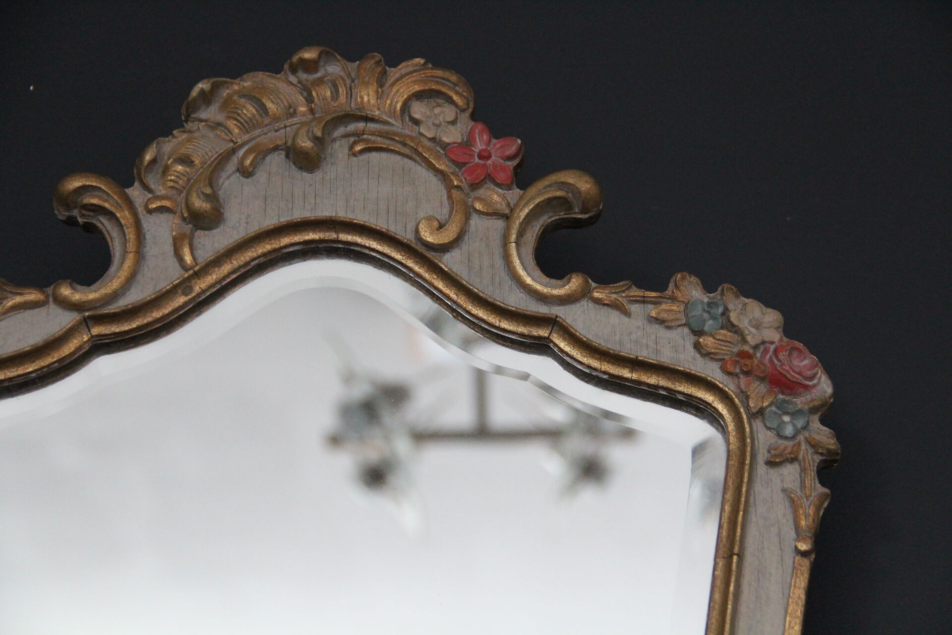 Baroque mirror with floral stucco decoration 35x52cm