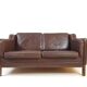 Vintage brown Danish leather sofa Mogens Hansen