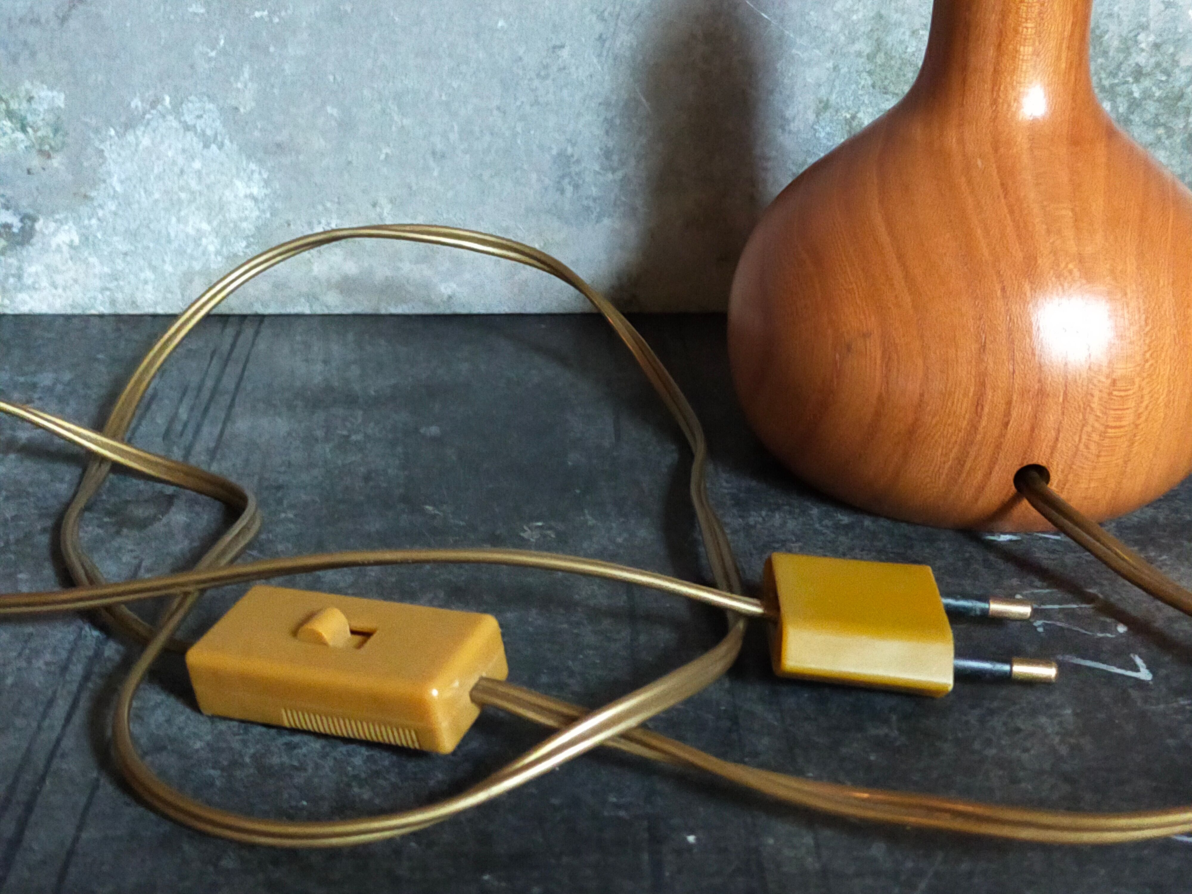 Lampe de chevet en bois vintage