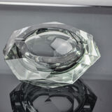 Ashtray Sommerso grey by seguso, faceted glass, murano, italy, 1970