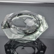 Ashtray Sommerso grey by seguso, faceted glass, murano, italy, 1970
