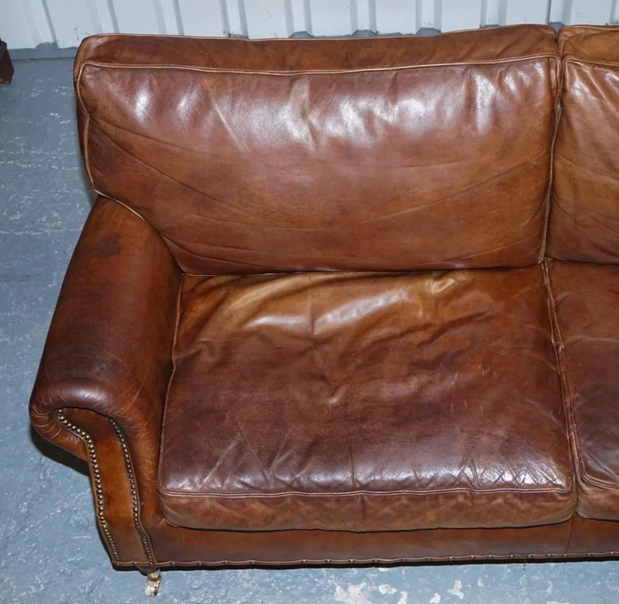 Balmoral 3-Seater Leather Sofa in Heritage Brown by Halo