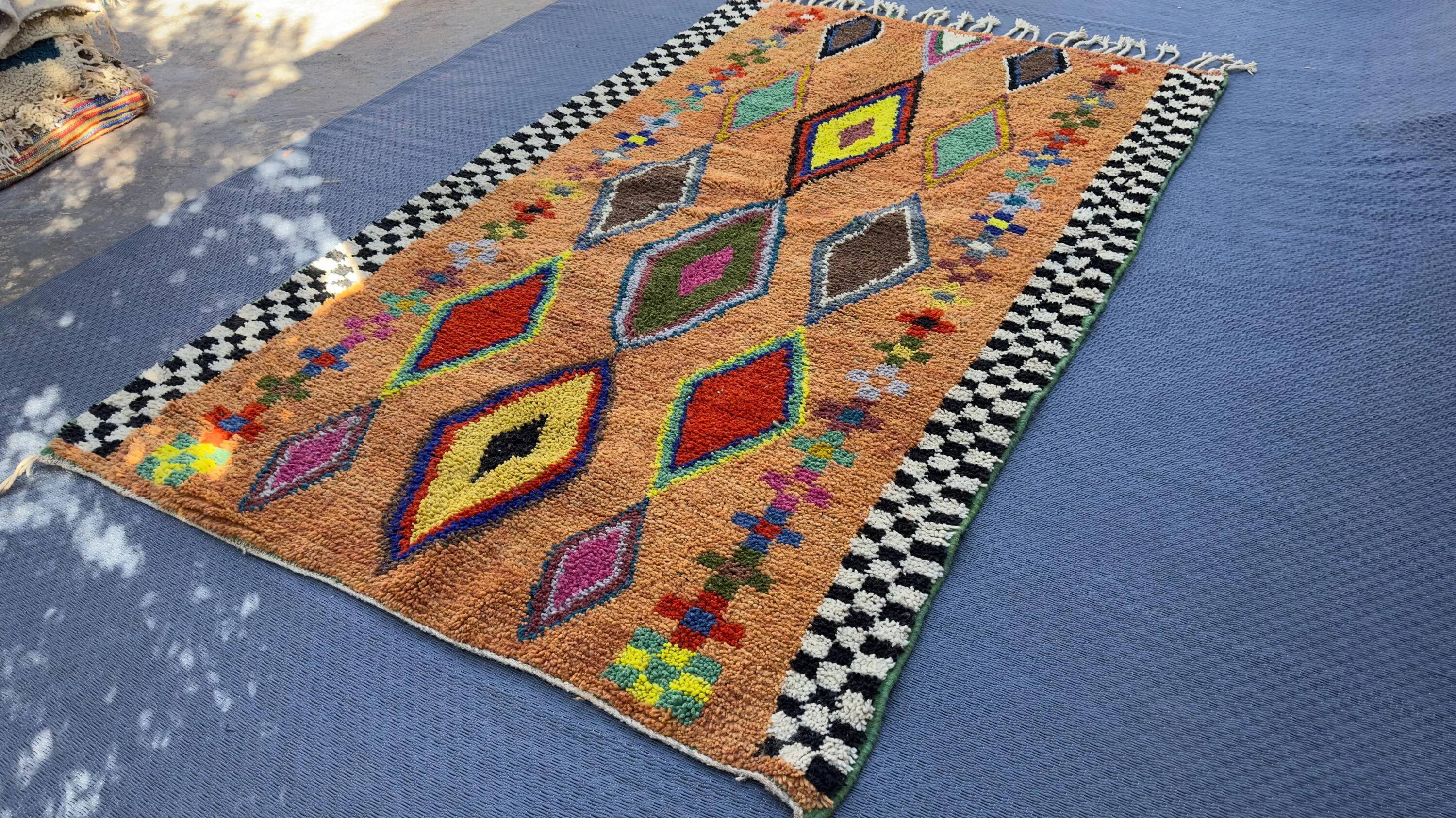 Handmade Berber rug, natural wool, 3x2 m