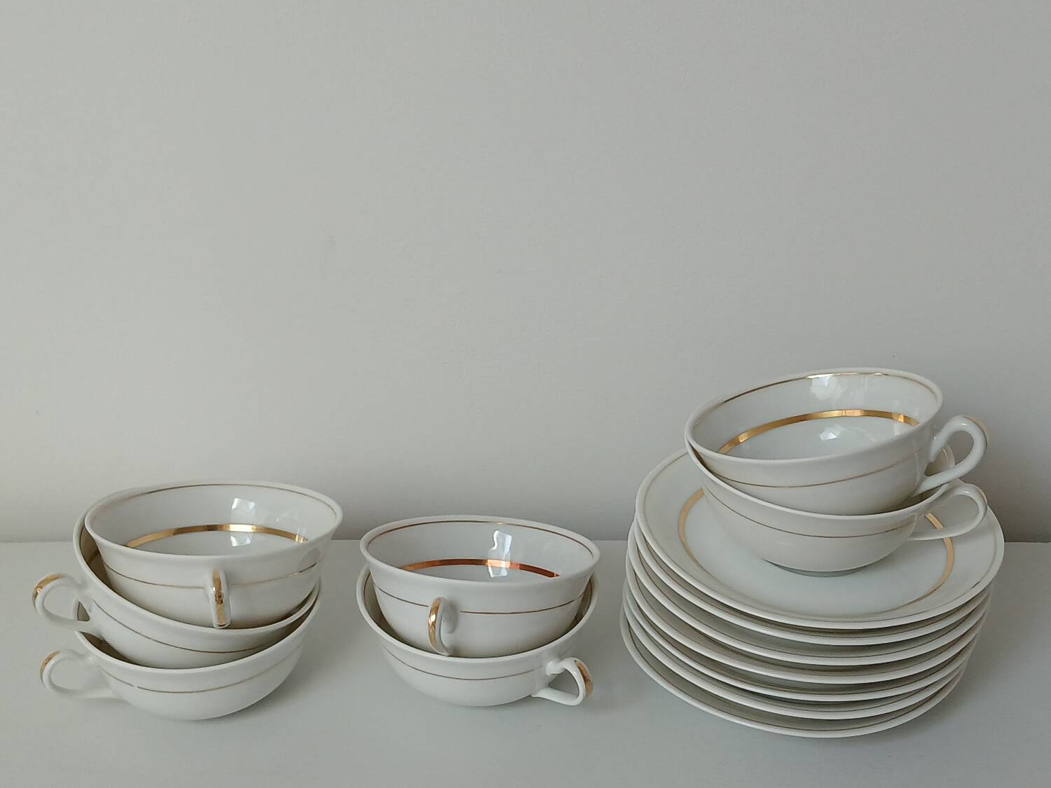 Set of 7 Limoges porcelain cups and saucers