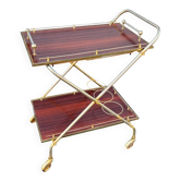 Vintage rolling dessert trolley in red Formica – 1950s/60s