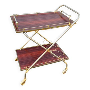 Vintage rolling dessert trolley in red Formica – 1950s/60s