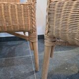 Pair of woven rattan armchairs – Vintage