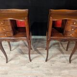 Pair of Louis XV style walnut bedside tables, right and left