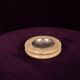 Round Italian Travertine Ashtray with Removable Metal Dish 1970