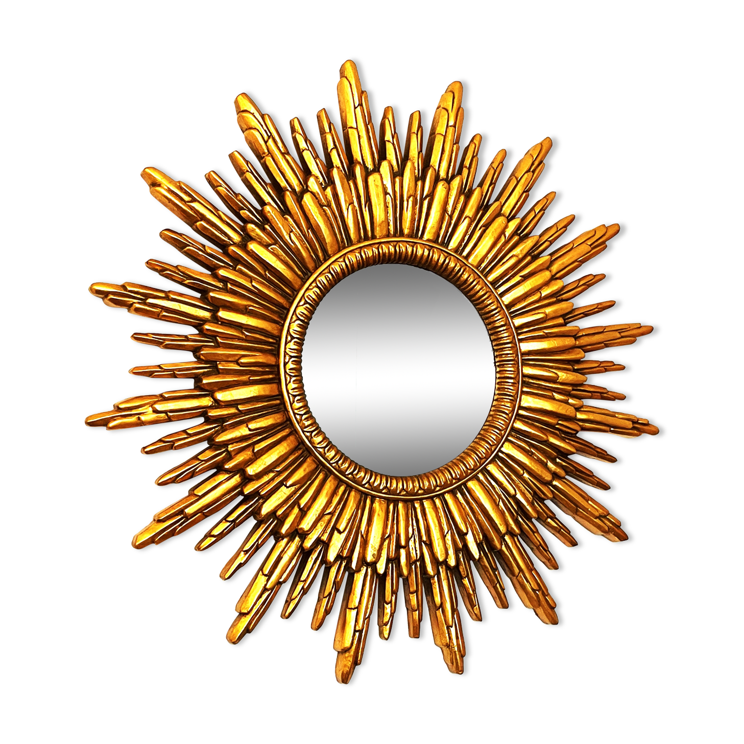 Mirror sun wood gold leaf, 88 cm