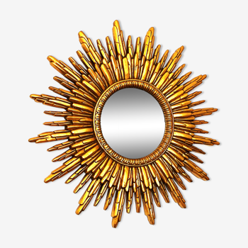 Mirror sun wood gold leaf, 88 cm