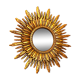 Miroir soleil bois feuille d’or, 88 cm