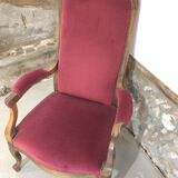 Voltaire red velvet armchair