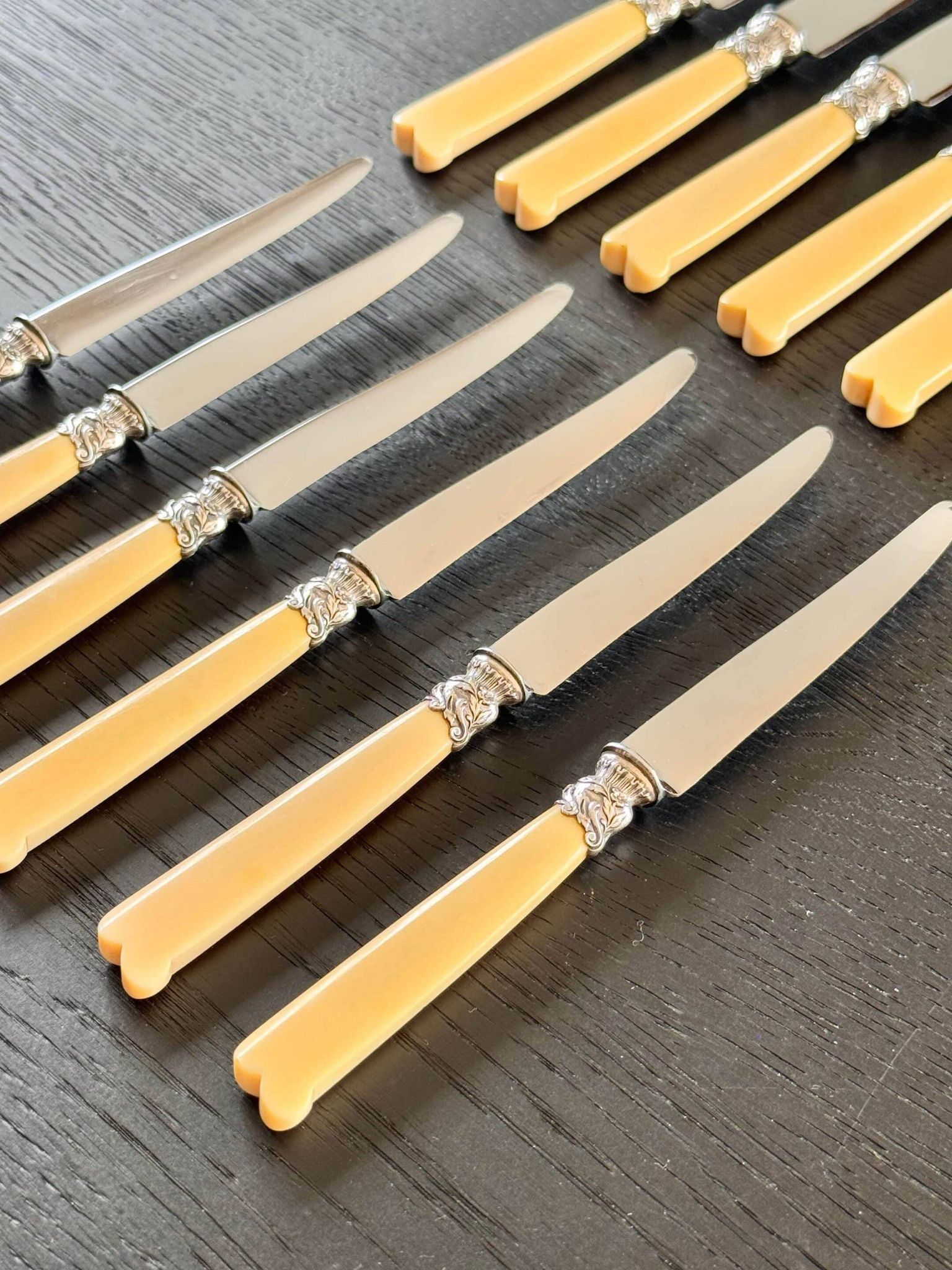 12 Robert Linzeler knives and leg of lamb set for Jules Piault Paris