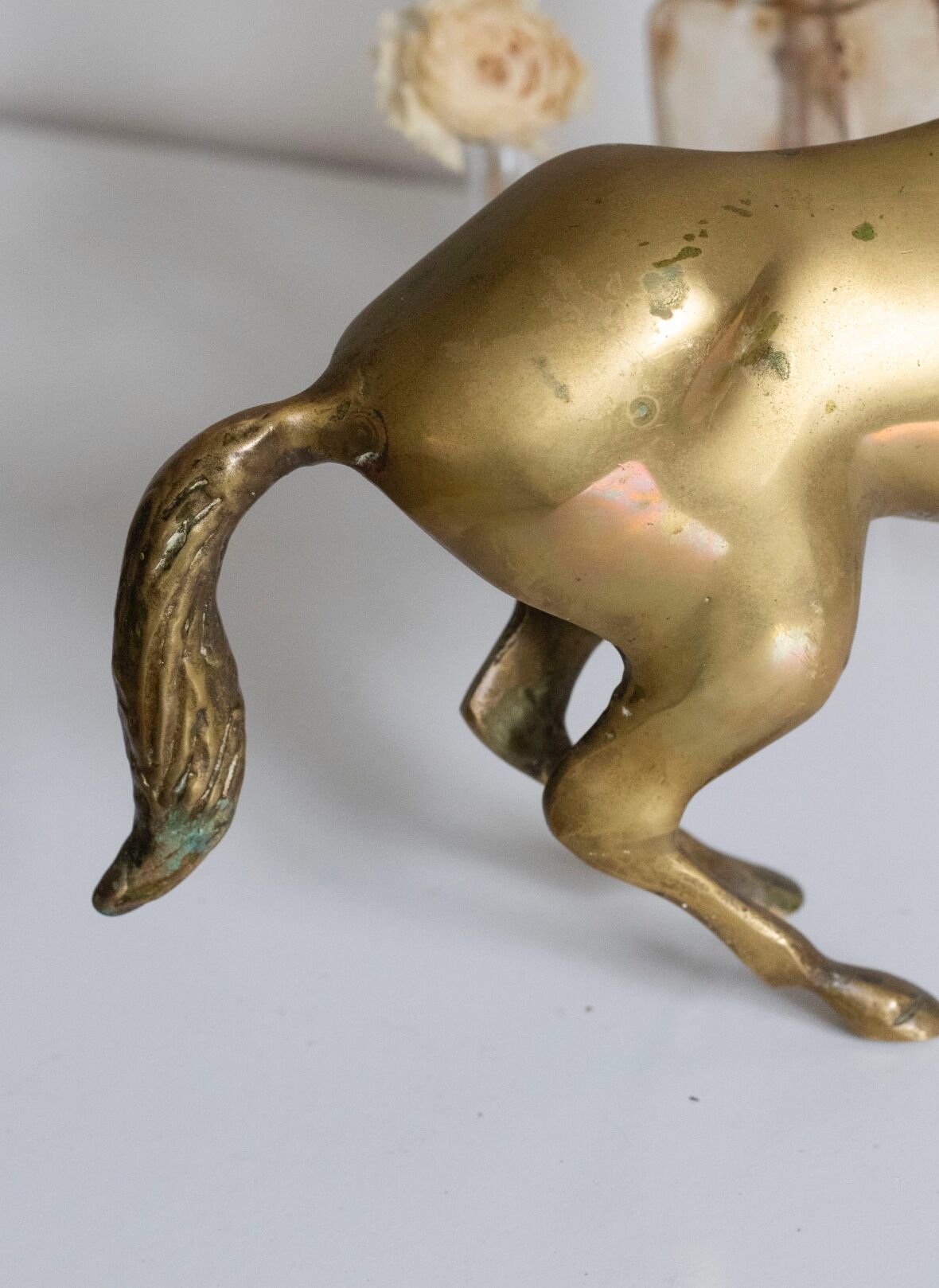 Vintage golden brass horse