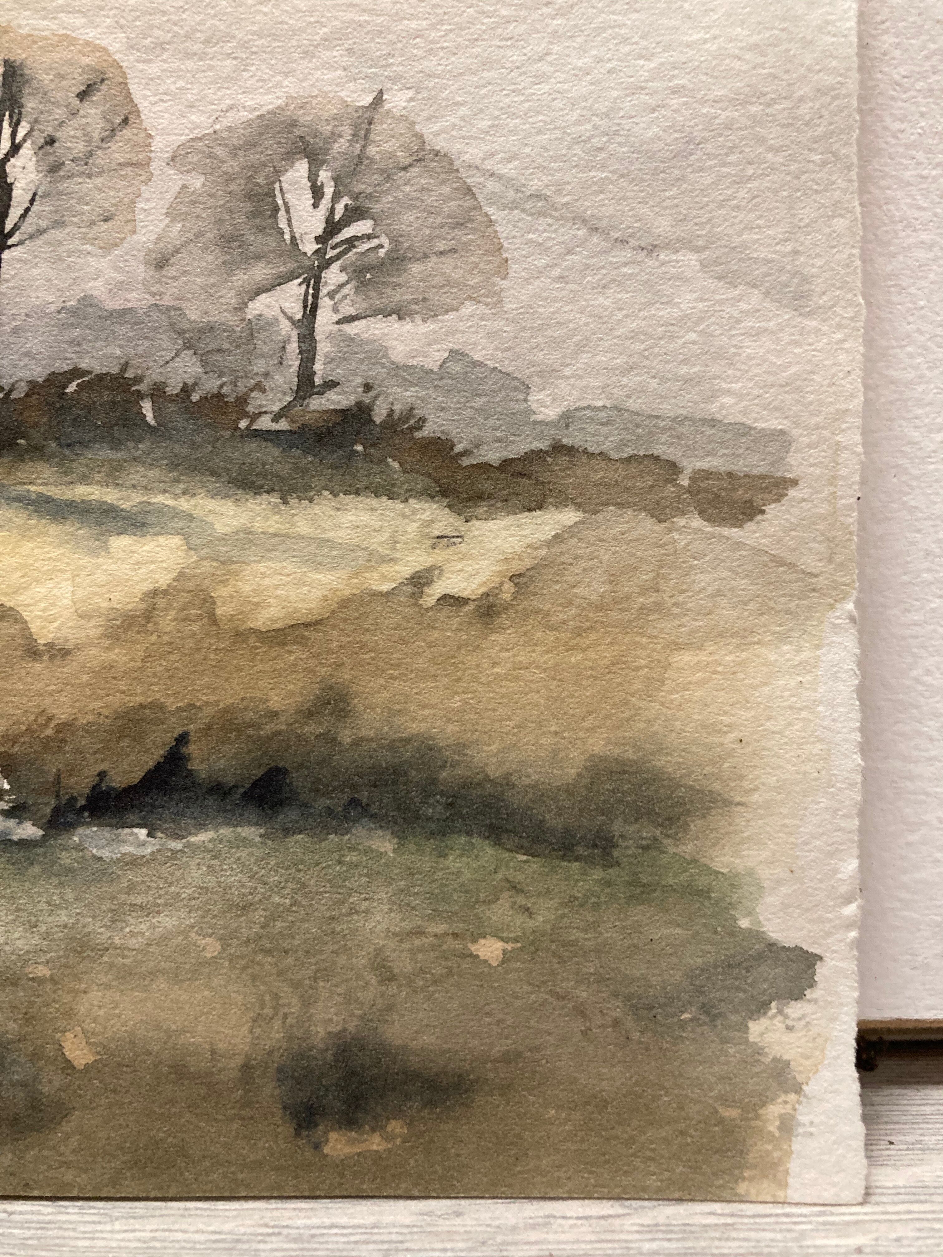 Watercolor winter landscape