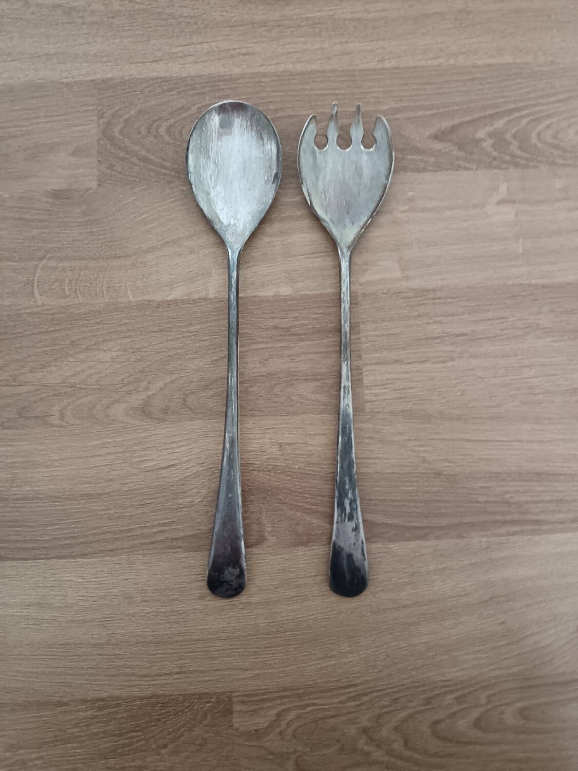 Salad service A E.P zinc Italy silver-plated metal 24 cm c24