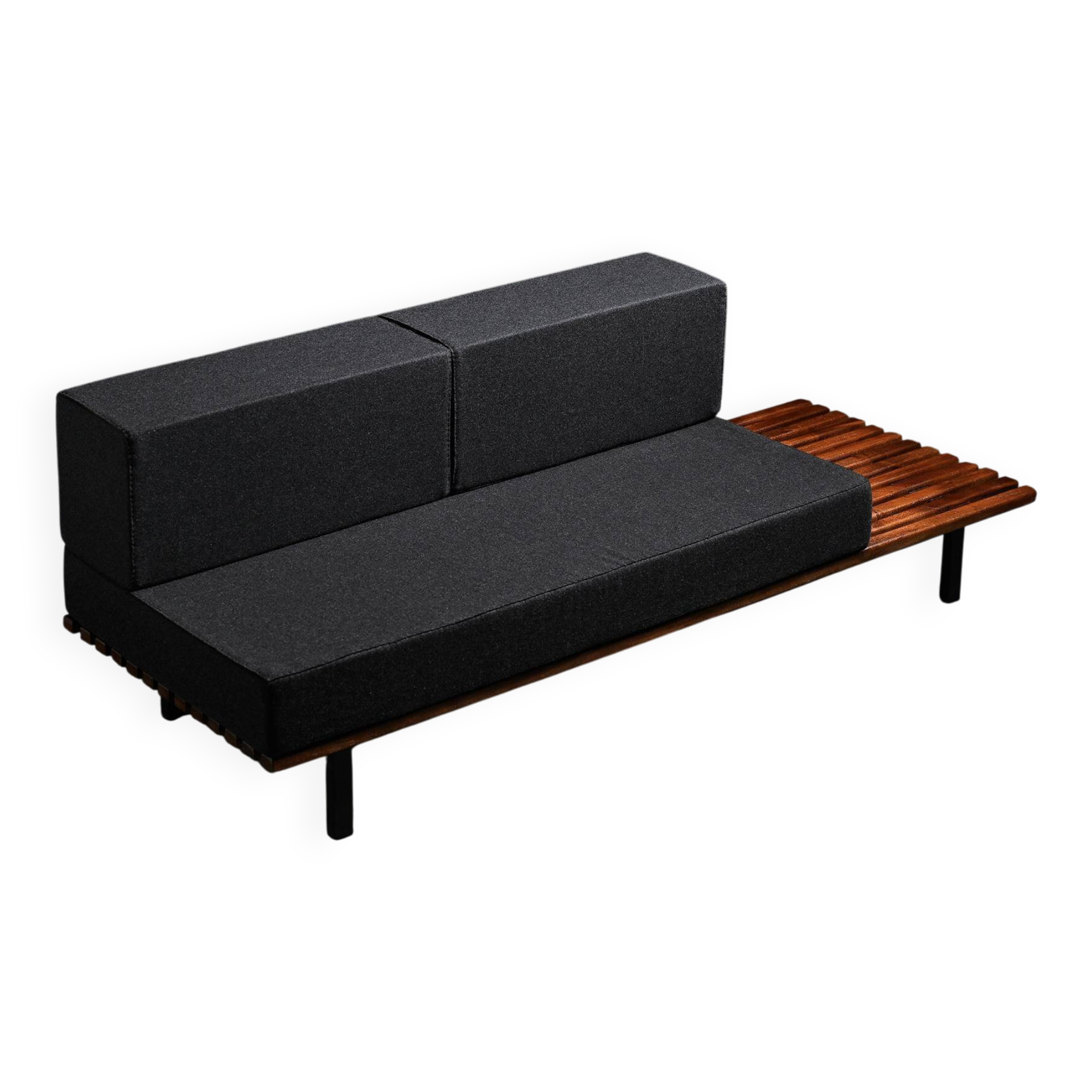 Cansado bench in mahogany by Charlotte Perriand, Mauritania, 1962
