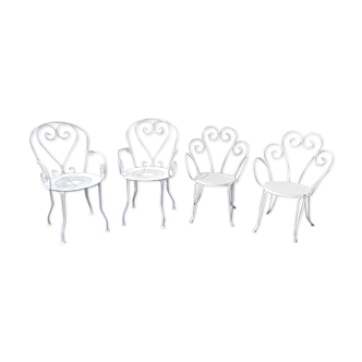 4 garden armchairs 1900 in wrought iron