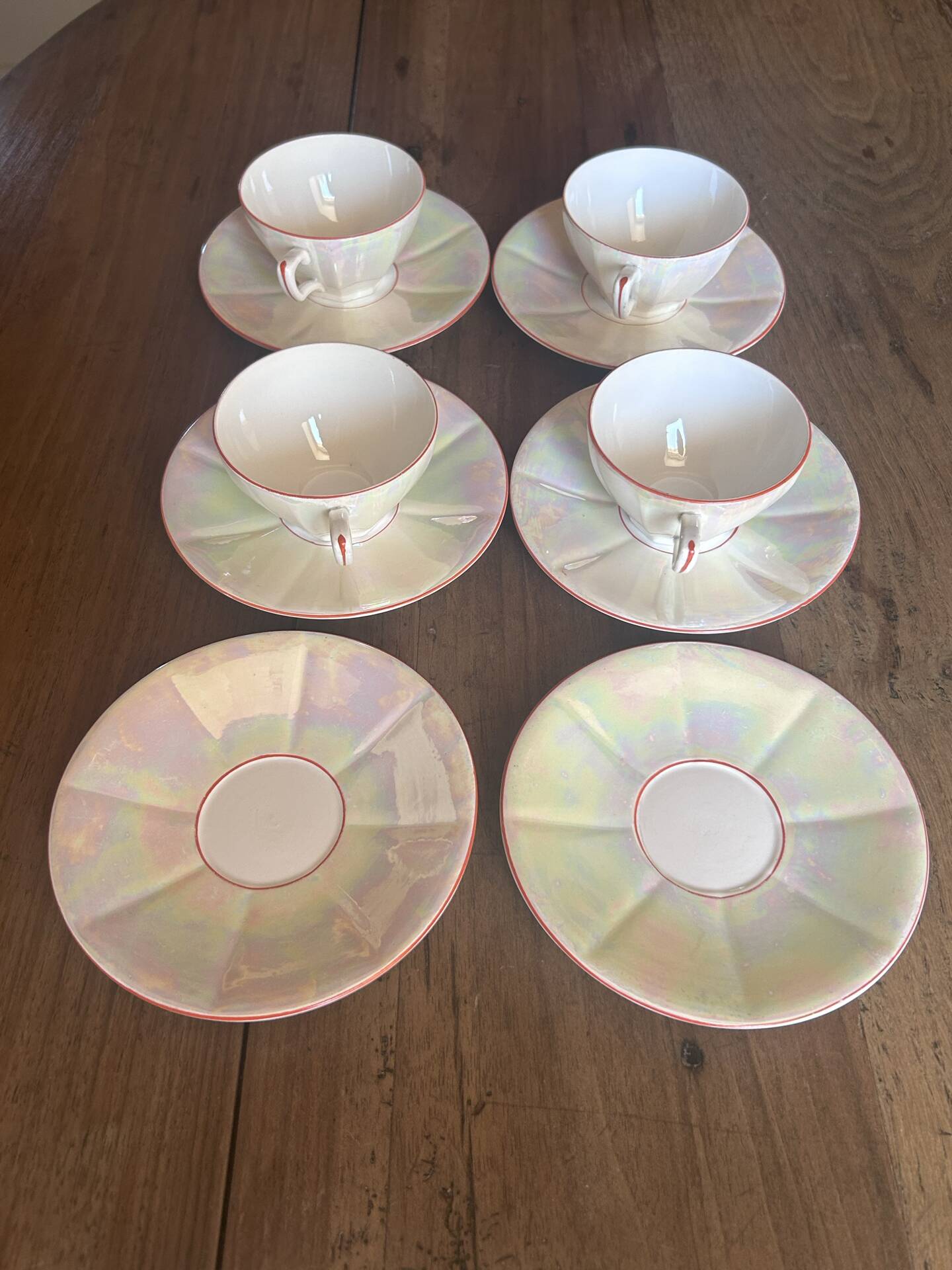 Iridescent vintage coffee service Digoin Sarreguemines