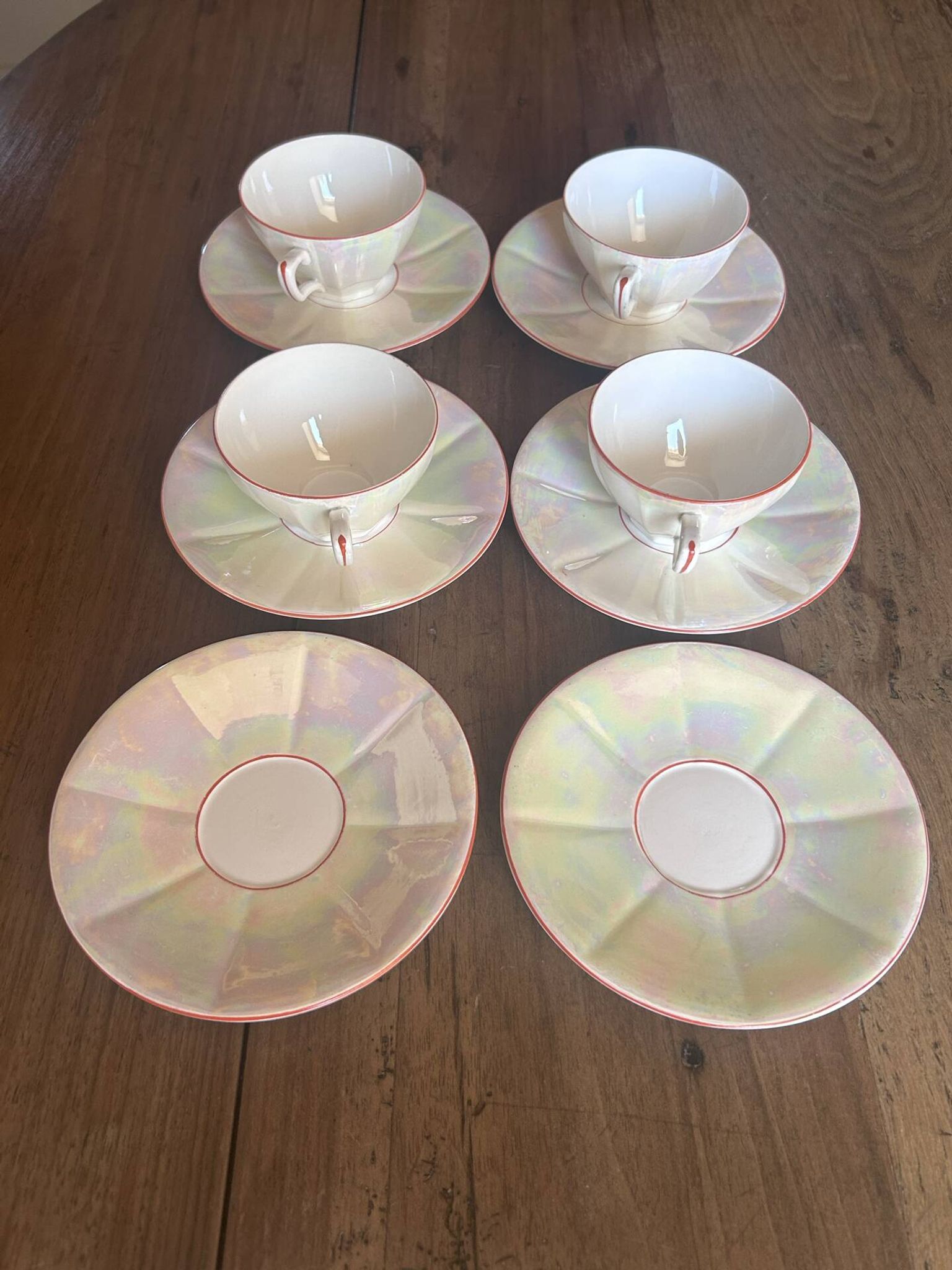 Iridescent vintage coffee service Digoin Sarreguemines
