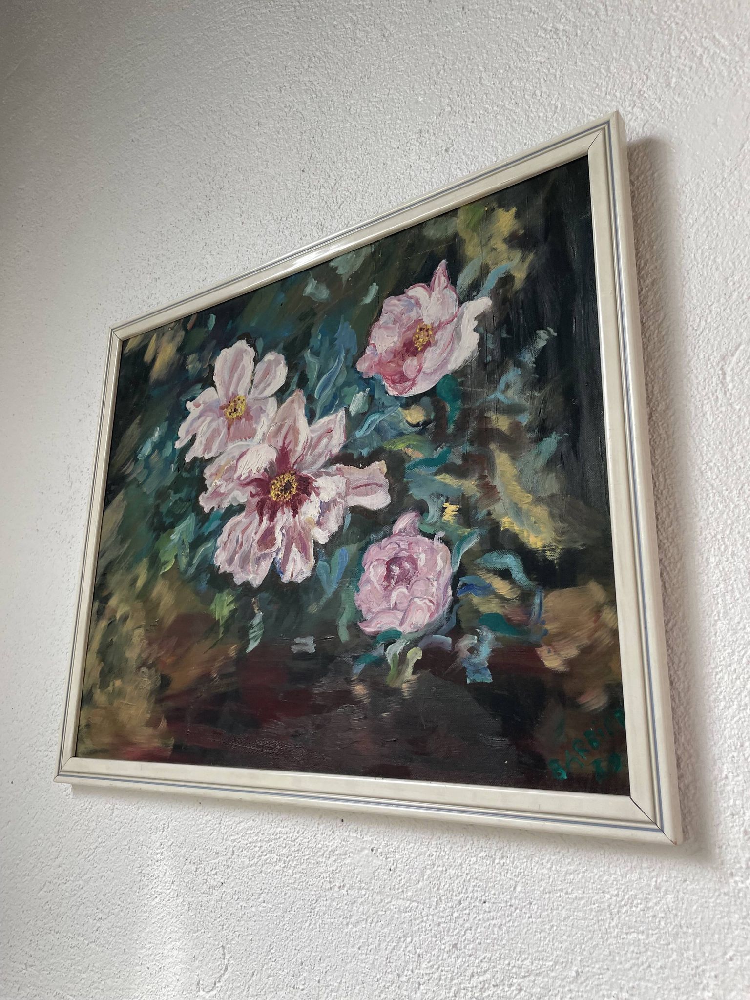 Toile huile sur bois fleurs
