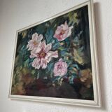 Oil canvas on wood flowers