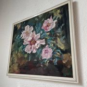 Toile huile sur bois fleurs