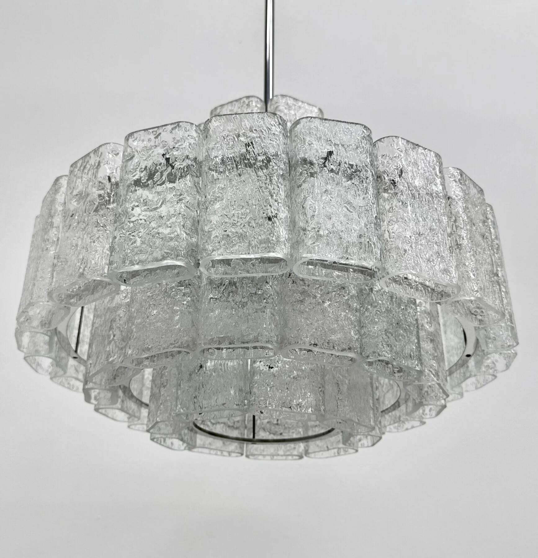 Mid-century design Doria Leuchten glass chandelier, 1970s