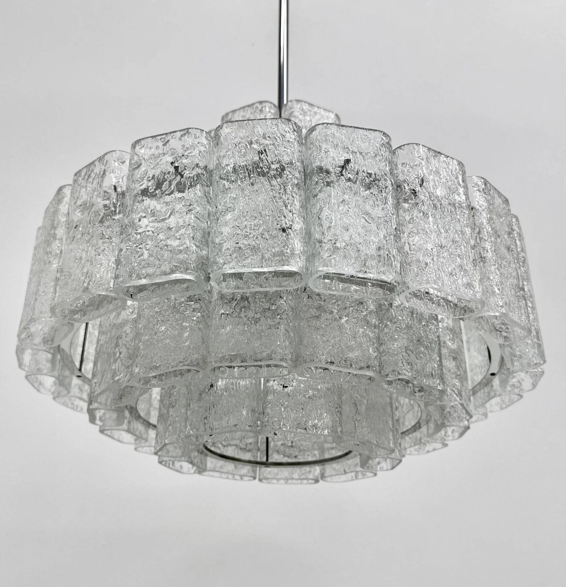 Mid-century design Doria Leuchten glass chandelier, 1970s