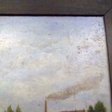 Oil on canvas signed Louis Galichon Riverside Landscape