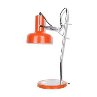 Orange Dutch metal desk lamp, 1960