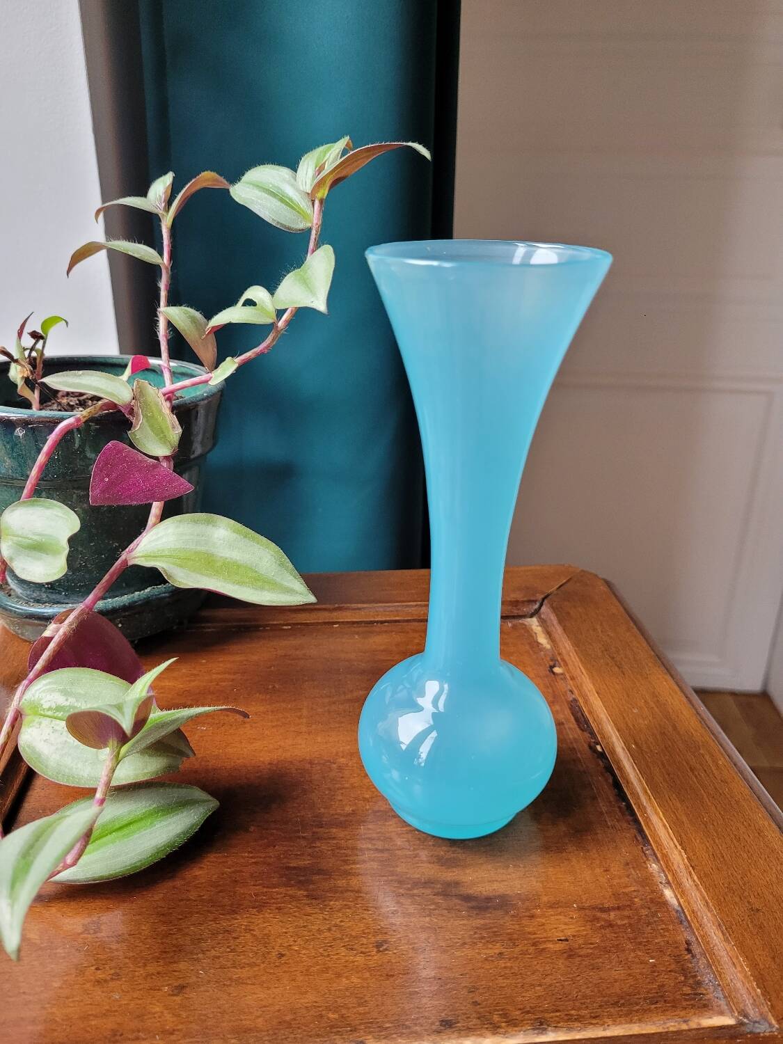 Blue opaline soliflore vase