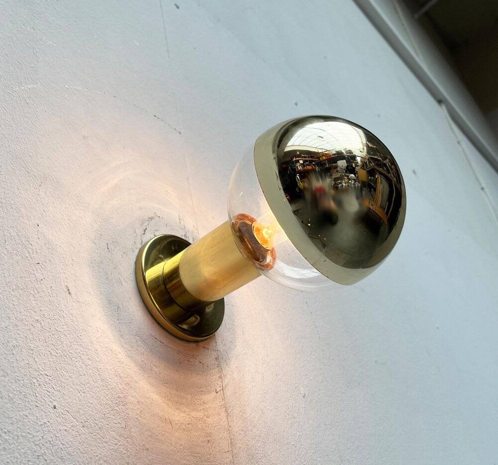 Vintage German Space Age Brass Ceiling Lamp by Motoko Ishii for Staff, 1970s